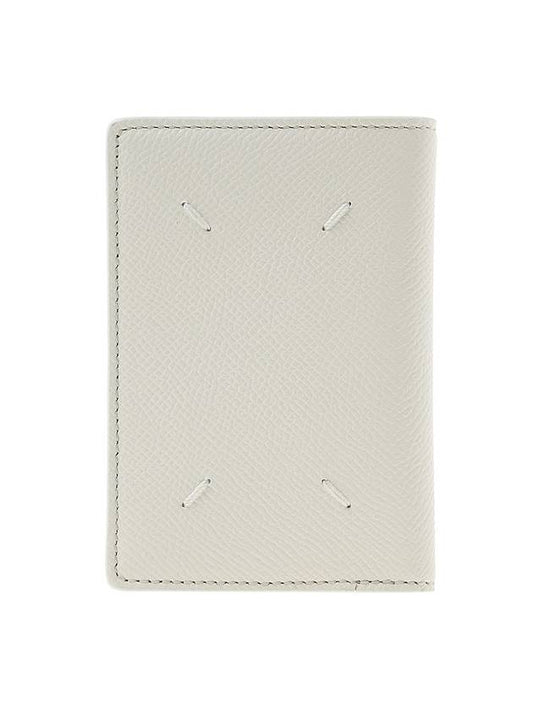 Stitched Bi-Fold Leather Card Wallet White - MAISON MARGIELA - BALAAN 1