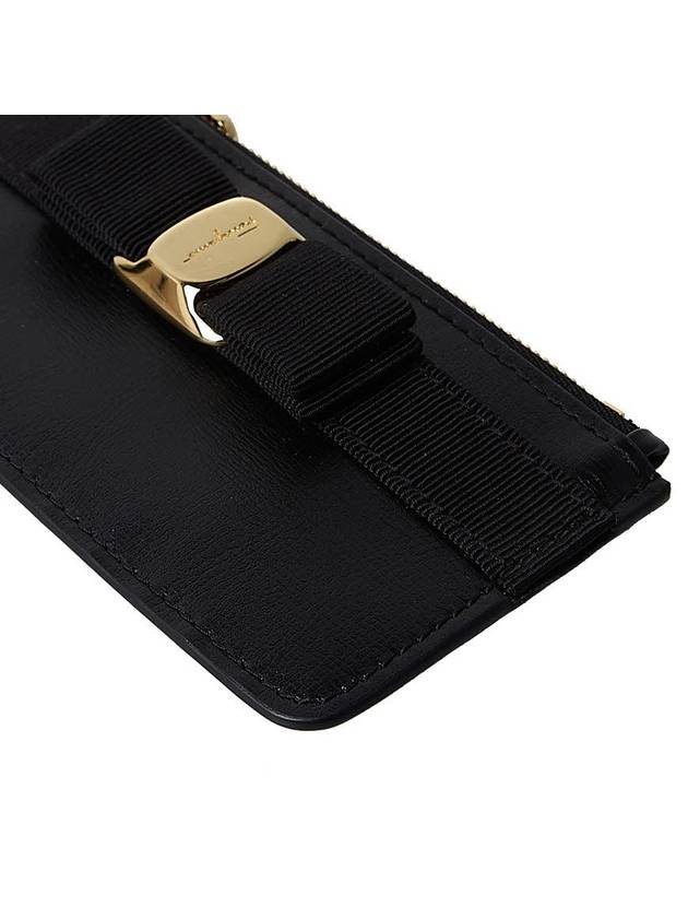 New Vara Bow Zipper Card Wallet Black - SALVATORE FERRAGAMO - BALAAN 10