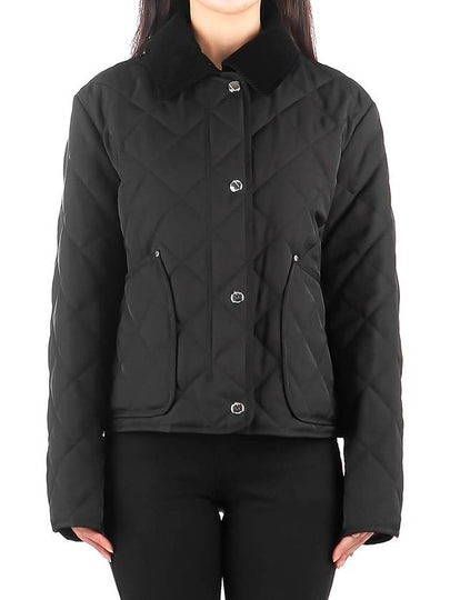 Corduroy Collar Diamond Quilted Cropped Barn Jacket Black - BURBERRY - BALAAN 2