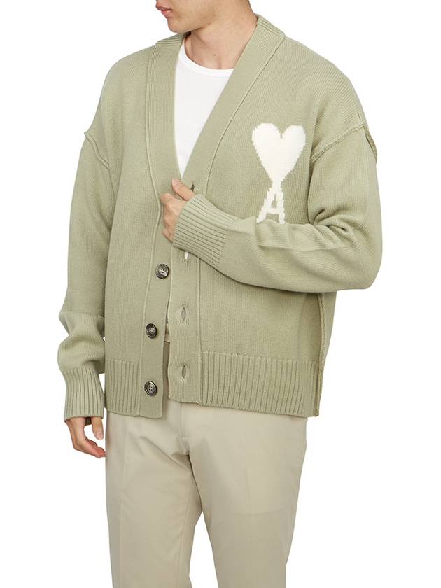 De Coeur Logo Wool Cardigan Green - AMI - BALAAN 5