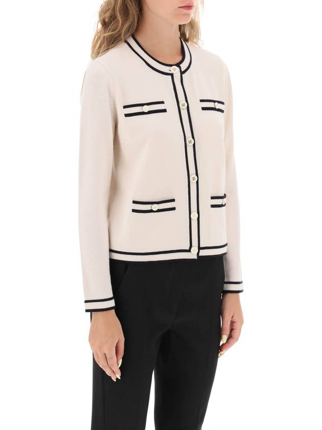 Kendra Button-Up Crew Neck Cardigan Ivory - TORY BURCH - BALAAN 3