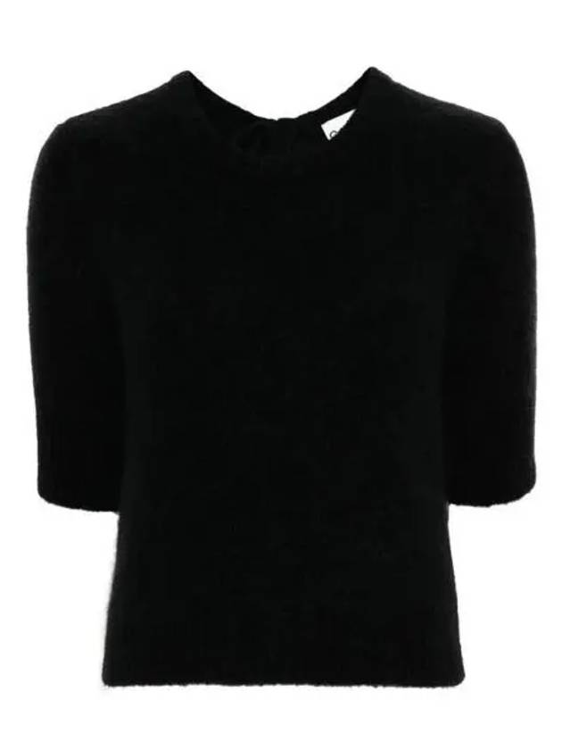 Brushed Alpaca Open Back Knit Top Black - GANNI - BALAAN 2