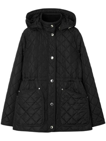 Diamond Quilted Long Nylon Jacket Black - BURBERRY - BALAAN 1