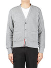 cashmere pique V-neck cardigan light gray - THOM BROWNE - BALAAN.