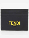 Logo Leather Card Wallet Black Yellow - FENDI - BALAAN 2