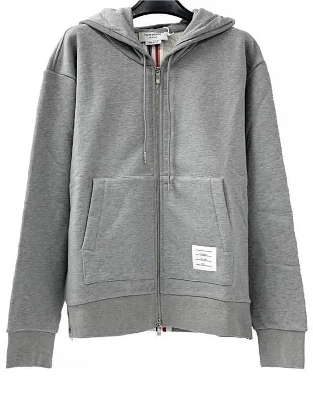 Center Back Stripe Cotton Zip Up Hoodie Light Grey - THOM BROWNE - BALAAN 2