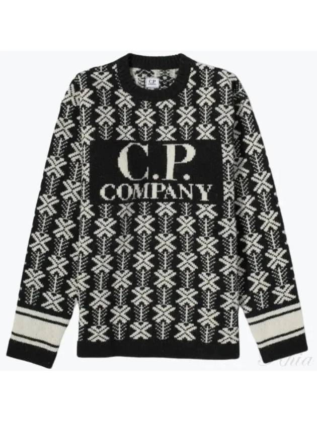 Intarsia Logo Wool Knit Top Black - CP COMPANY - BALAAN 2