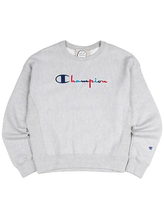 Reverse Weave Script Logo Crewneck Sweatshirt Oxford Grey - CHAMPION - BALAAN 6