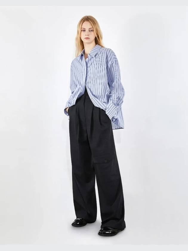 Oversized striped lightweight cotton shirt blue 0085 - VOYONN - BALAAN 6