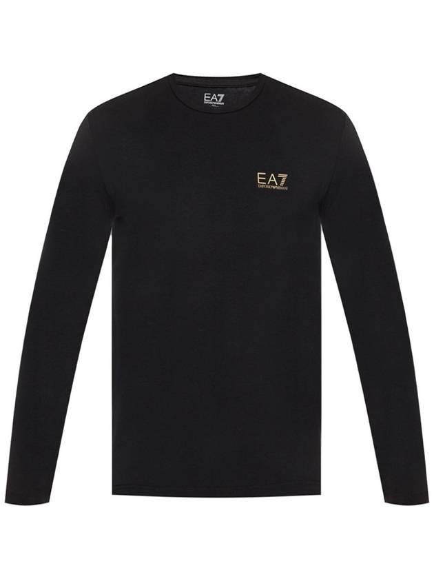 Ea7 Logo Print Sweatshirt Black - EMPORIO ARMANI - BALAAN.
