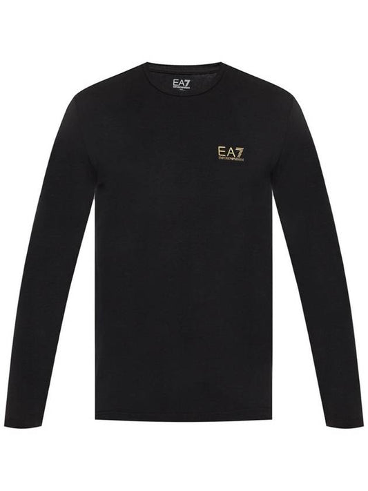 Ea7 Logo Print Sweatshirt Black - EMPORIO ARMANI - BALAAN.