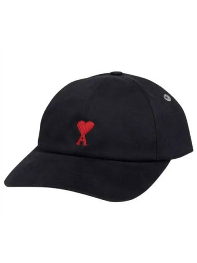 Embroidered Heart Logo Ball Cap Black - AMI - BALAAN 2