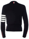 Milano Stitch Crewneck 4-Bar Cotton Crepe Knit Top Navy - THOM BROWNE - BALAAN 7