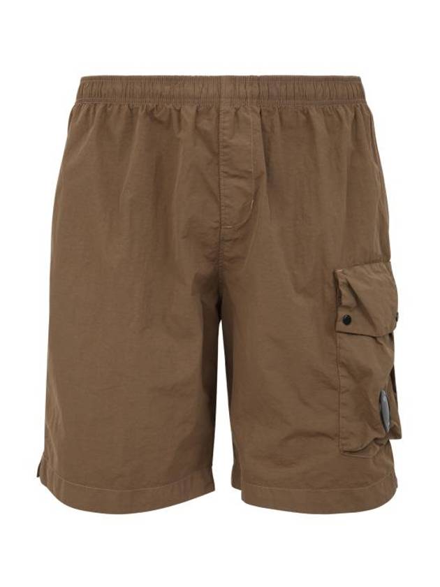 Lens Wappen Nylon Swim Shorts Brown - CP COMPANY - BALAAN 1