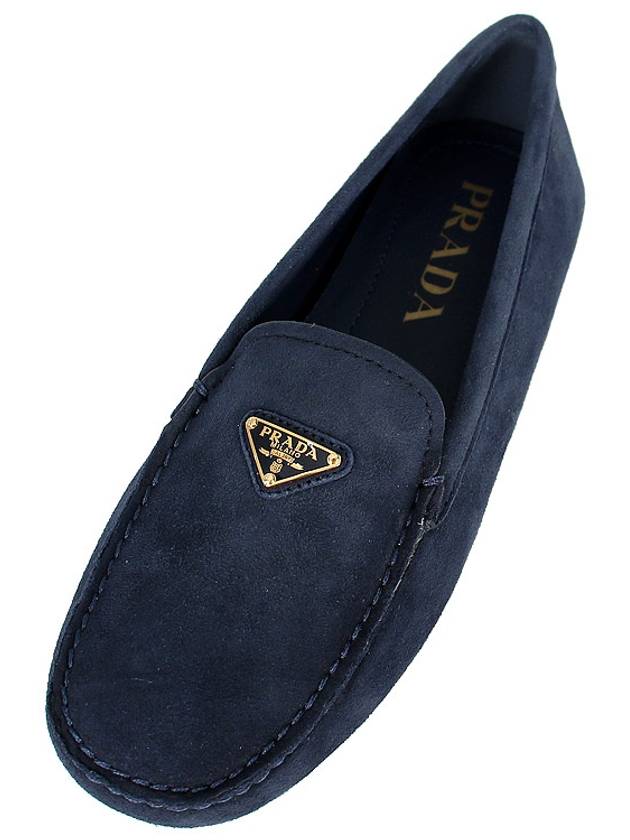 Triangle Logo Suede Driving Shoes Navy - PRADA - BALAAN 8