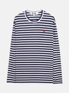 Play Small Heart Striped Long Sleeve T-Shirt Navy - COMME DES GARCONS - BALAAN 2