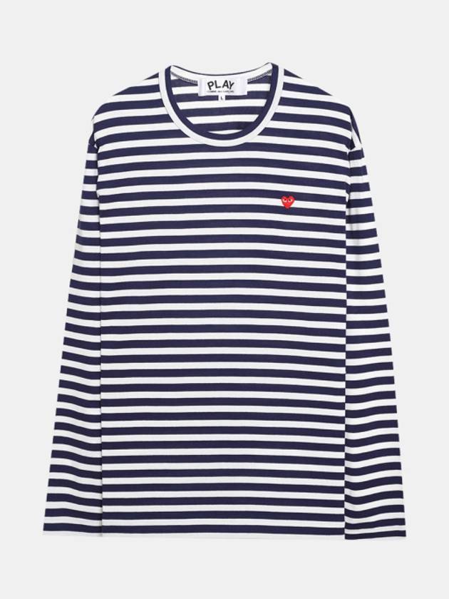 Play Small Heart Striped Long Sleeve T-Shirt Navy - COMME DES GARCONS - BALAAN 2