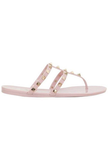 Rockstud thong flip flops pink - VALENTINO - BALAAN.