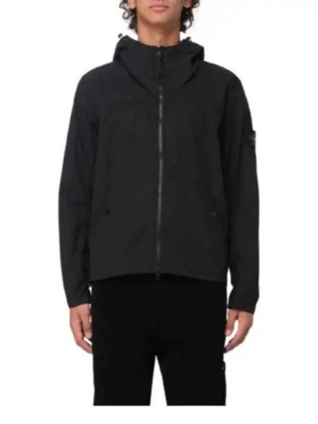 Supima Cotton Twill Stretch-TC Over Hooded Jacket Black - STONE ISLAND - BALAAN 2