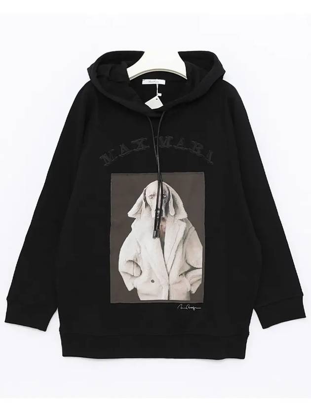 Lillo Graphic Print Cotton Hoodie Black - MAX MARA - BALAAN 3