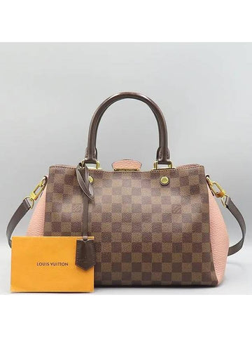 N41674 Pink Damier Eben Leather Brittany Tote Bag Shoulder Strap 2WAY - LOUIS VUITTON - BALAAN 1