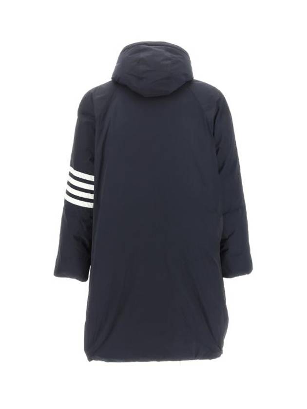 Men's 4 Bar Poly Twill Hooded Parka Navy - THOM BROWNE - BALAAN 3