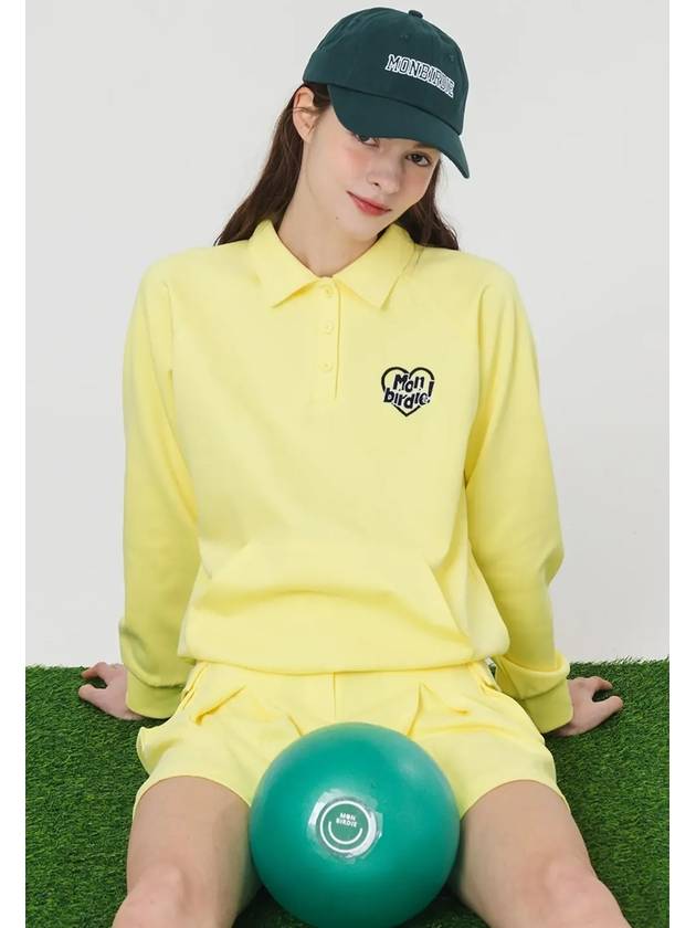 Heart logo point collar neck sweatshirt YELLOW - MONBIRDIE GOLF - BALAAN 8