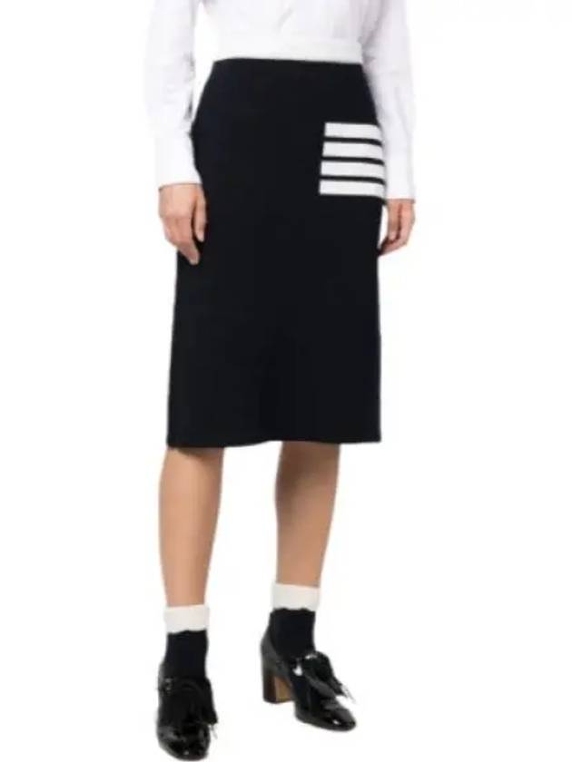 Double Face Merino 4 Bar A Line Skirt Navy - THOM BROWNE - BALAAN 2