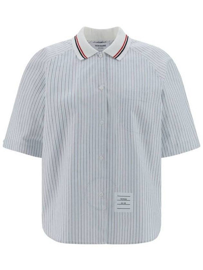 Stripe Short Sleeve Shirt Blue - THOM BROWNE - BALAAN 2