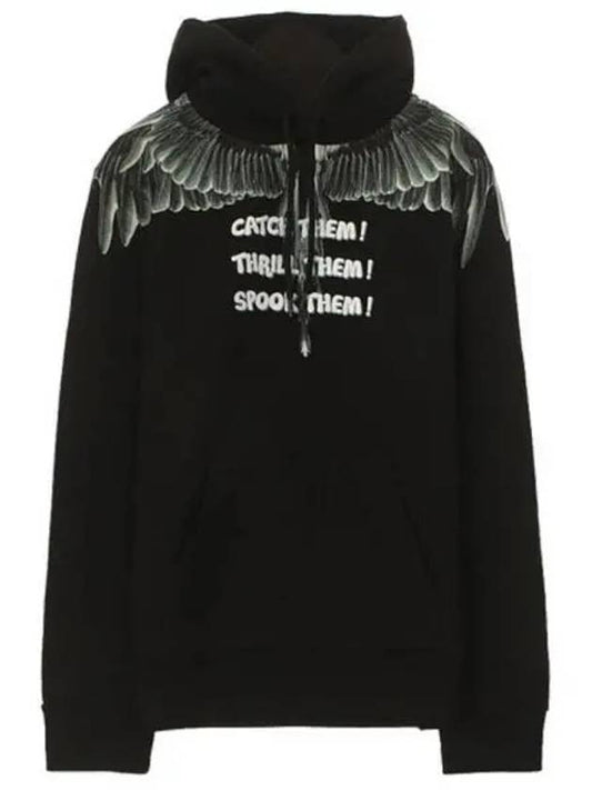 Catch Them Wing Printed Hoodie Black - MARCELO BURLON - BALAAN 2