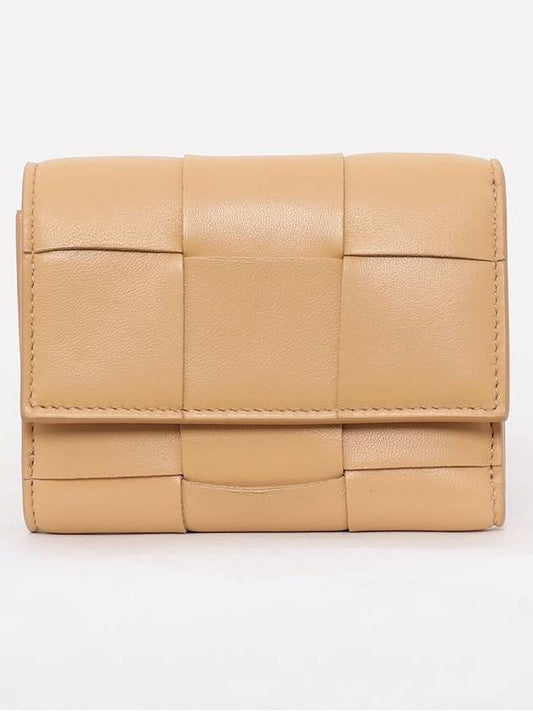 Intrecciato Tri-Fold Zip Half Wallet Almond - BOTTEGA VENETA - BALAAN 2