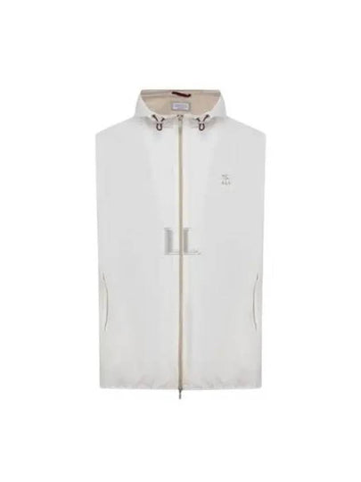 Drawstring Hooded Zipper Vest White - BRUNELLO CUCINELLI - BALAAN 2