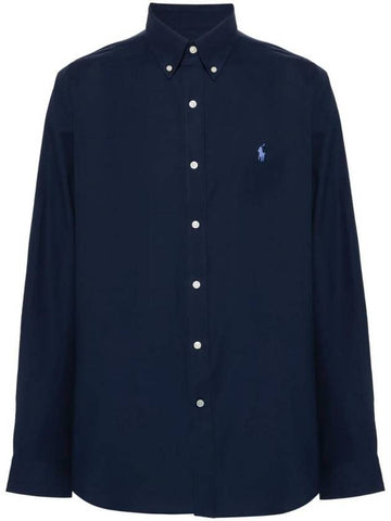 Embroidery Pony Logo Poplin Long Sleeve Shirt Black - POLO RALPH LAUREN - BALAAN 1