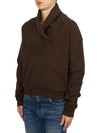 Men's Shawl Collar Cotton Sweatshirt Brown - SAINT LAURENT - BALAAN 3