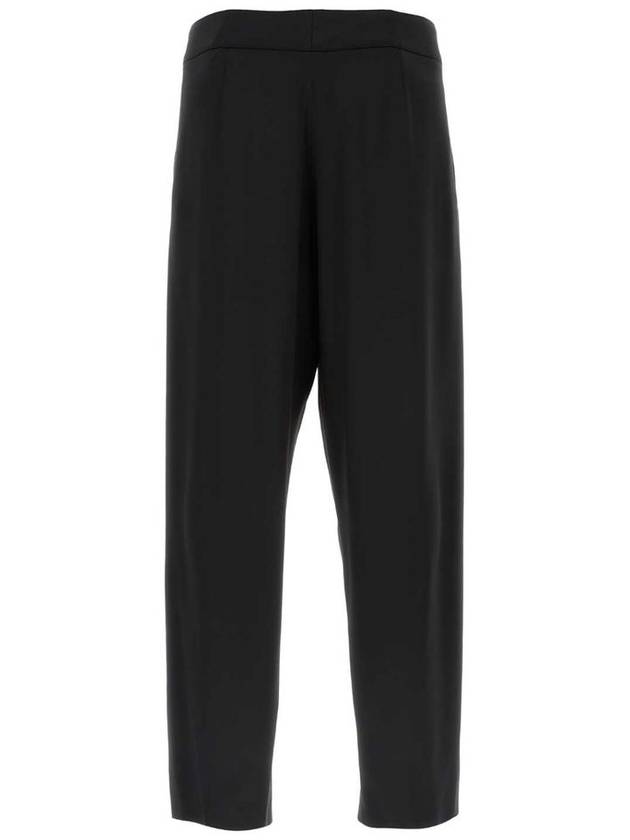 Button Detailed Silk Straight Pants Black - SAINT LAURENT - BALAAN 3