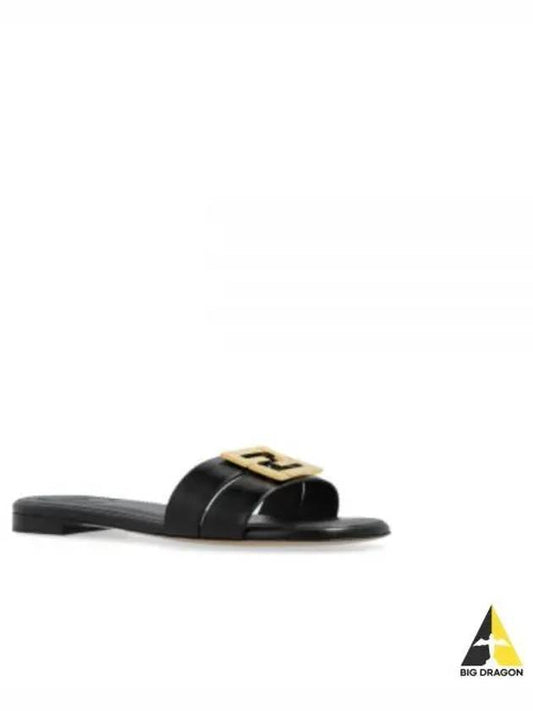 F Fold Leather Sandals Black - FENDI - BALAAN 2