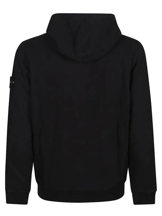 Logo Cotton Zip-Up Hoodie Black - STONE ISLAND - BALAAN 3