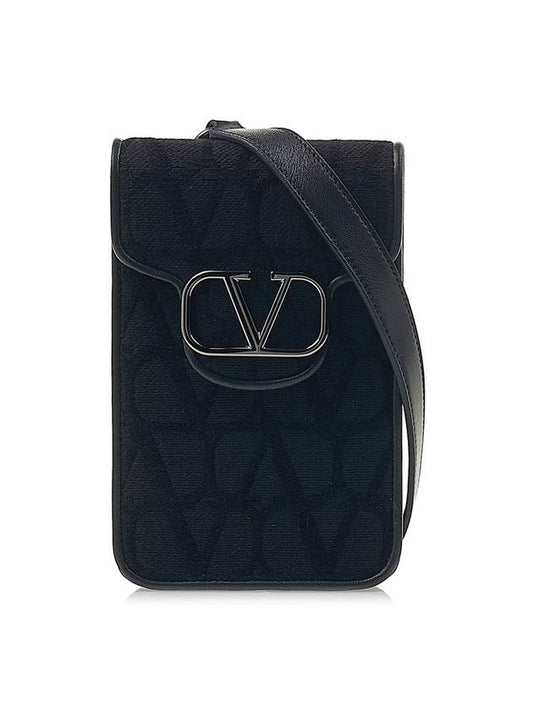 Toile Iconographe V Logo Cross Bag Black - VALENTINO - BALAAN 1