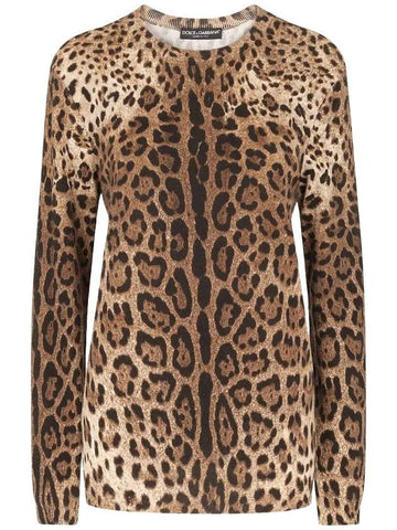 leopard print long sleeve t-shirt brown - DOLCE&GABBANA - BALAAN 1