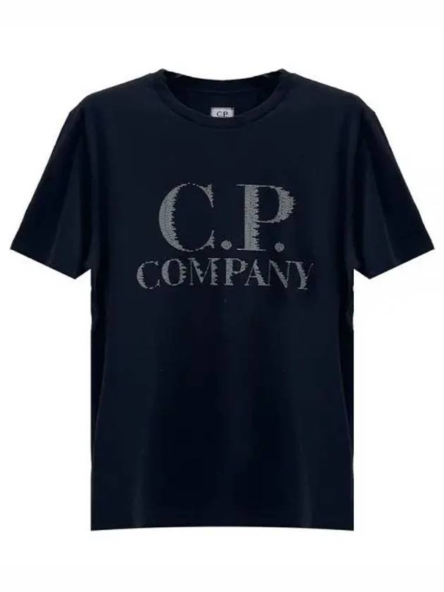 Logo Print T Shirt Navy 14CMTS188A 005100 W888 1213246 - CP COMPANY - BALAAN 1