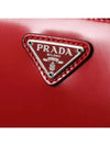 triangle logo brushed leather mini bag red - PRADA - BALAAN.