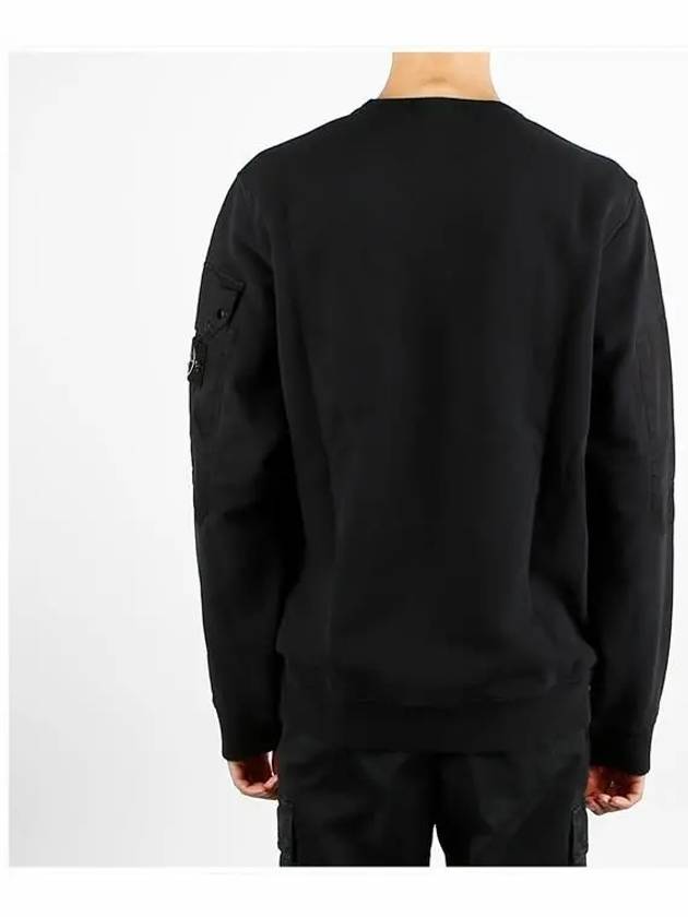 Brushed Organic Cotton Fleece Sweatshirt Black - STONE ISLAND - BALAAN 5