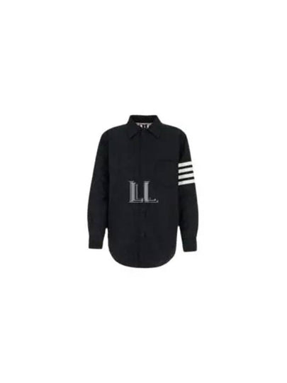 4 Bar Poly Twill Down Shirt Jacket Navy - THOM BROWNE - BALAAN 2