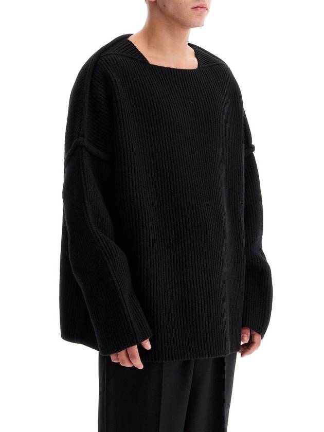 Oversized Fit Rib Knit Top Black - JIL SANDER - BALAAN 3