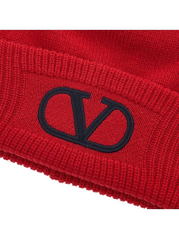 Logo Wool Beanie Red - VALENTINO - BALAAN.