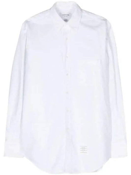 Men's Logo Patch Cotton Long Sleeve Shirt White - THOM BROWNE - BALAAN 2