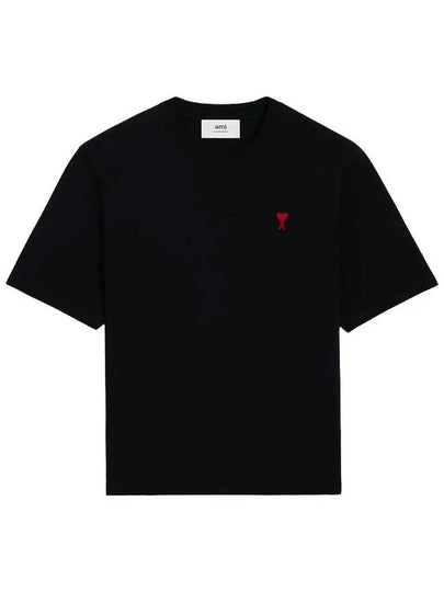 Small Heart Logo Boxy Fit Short Sleeve T-Shirt Black - AMI - BALAAN 2