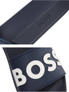 Kirk Embossed Logo Sliders Slippers Navy - HUGO BOSS - BALAAN.