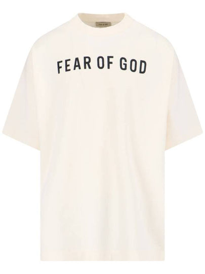 Logo Print Short Sleeve T Shirt Cream - FEAR OF GOD - BALAAN 2