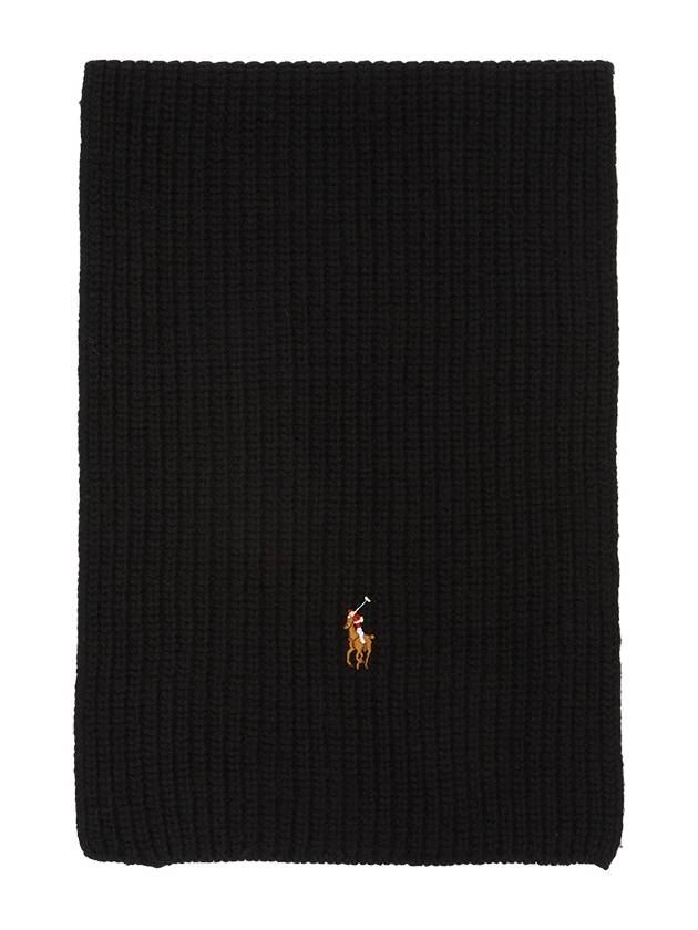 Polo Pony Knit Scarf Black - POLO RALPH LAUREN - BALAAN 2